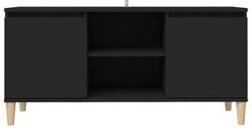 Móvel de TV com pernas de madeira maciça 103,5x35x50 cm preto
