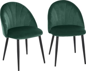 HOMCOM Conjunto de 2 Cadeiras de Sala de Jantar Cadeira de Cozinha Veludo Pés de Metal Verde 52x54x79 cm | Aosom Portugal