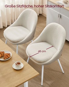 Conjunto de 2 cadeiras de jantar com pernas viradas para o exterior branco creme e branco 