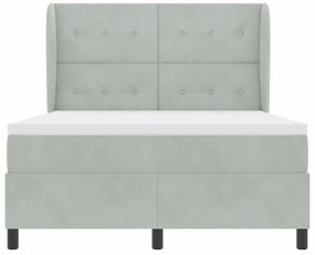 Cama Box com Colchão vidaXL - Cinzento-claro, 140x190 cm, Veludo