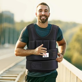Colete com pesos ajustável, colete com pesos até 10 kg, pesos removíveis, treino, musculação, exercício, boxe, Oxford, 50x60 cm, preto