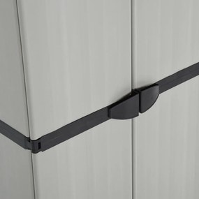Armário arrumação jardim 3 prateleiras 68x40x168cm cinza/preto