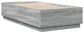 Estrutura cama 90x190 cm derivados de madeira cinzento sonoma