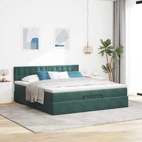Estrutura de cama otomana com colchão 180x200 cm verde escuro