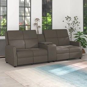 vidaXL Sofá reclinável 4 lugares c/ suporte copos couro artif. cinza