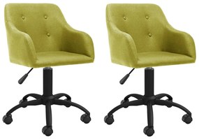vidaXL Cadeiras de jantar giratórias 2 pcs tecido verde