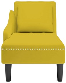 Chaise lounge c/almofada/apoio de braços direito veludo amarelo