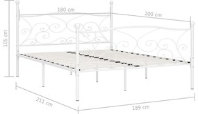 Estrutura de cama com estrado de ripas 180x200 cm metal branco