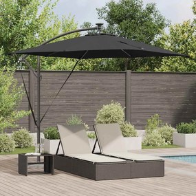vidaXL Guarda-sol de Bananeira Cantilever Preto 249 x 249 x 250 cm