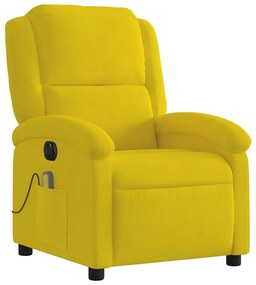 Poltrona de massagens reclinável elétrica veludo amarelo