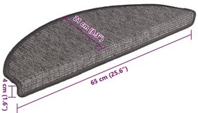 Tapetes de escada autoadesivos 15 pcs 65x21x4cm cinzento e bege