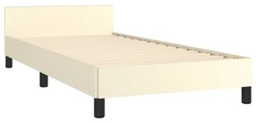 Estrutura de Cama Salu com Cabeceira em Couro Artificial Creme - 80x20