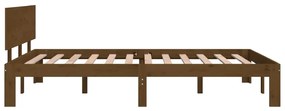 Estrutura cama pequena de casal 120x190 cm madeira castanho-mel