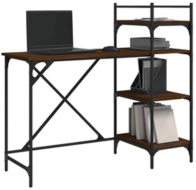 Secretária de computador c/ prateleiras carvalho castanho