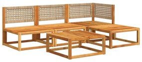5 pcs conjunto de sofás de jardim com almofadões acácia maciça