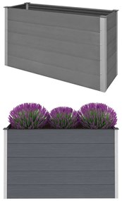 Canteiro elevado para jardim WPC 150x50x91 cm cinzento