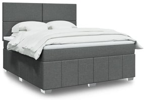 vidaXL Cama com molas/colchão 180x200 cm tecido cinzento-escuro