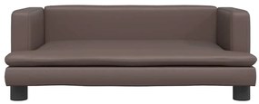 Cama para cães 80x45x30 cm couro artificial castanho