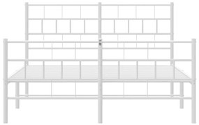 Estrutura de cama com cabeceira e pés 135x190 cm metal branco