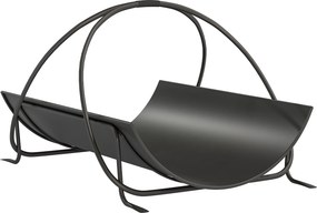 Outsunny Suporte de lenha para interior 51 x 38 x 33cm prateleira geométrica para lenha com alça em metal, Preto | Aosom Portugal