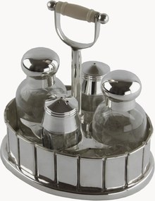 Conjunto de garrafas de azeite e vinagre artesanal em prata Sheffield Modern Line, conjunto de 5