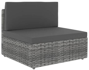 11 pcs conjunto lounge de jardim c/ almofadões vime PE cinzento
