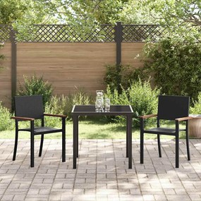 vidaXL Conjunto de Jantar para Jardim 3 pcs Preto Aço revestido a pó