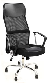 Cadeira de escritório GINO (M), rede, pele sintética e tecido preto