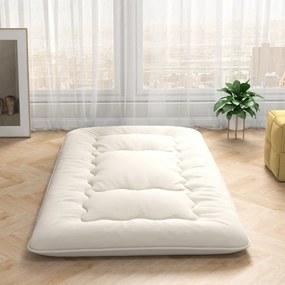 Colchão de chão enrolável Tatami Mat com capa lavável Tapete portátil com saco de transporte 200 x 90 x 10 cm bege