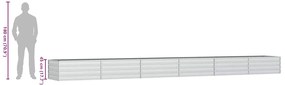 Canteiro elevado de jardim 600x80x45cm aço galvanizado prateado