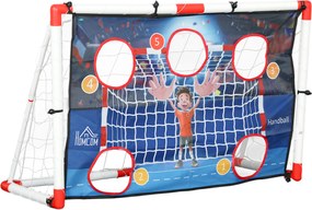 HOMCOM Baliza de handebol infantil exterior 5 zonas-alvo bola de handebol insuflável bomba 116 x 48 x 76 cm branco | Aosom Portugal