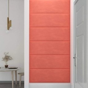 Painel de parede 12 pcs 90x30 cm veludo 3,24 m² rosa