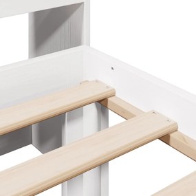 Cama com estante sem colchão 90x190 cm pinho maciço branco