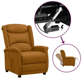 vidaXL Poltrona elevatória tecido de microfibra castanho