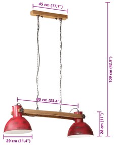 Candeeiro suspenso 25 W 85x28x109 cm E27 vermelho desgastado