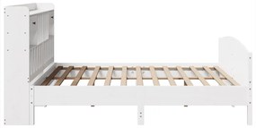 Cama com estante sem colchão 180x200 cm pinho maciço branco