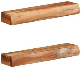 Prateleiras parede 2 pcs 60x17x8 cm madeira de acácia maciça