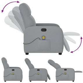 Poltrona de massagens reclinável tecido cinzento-claro