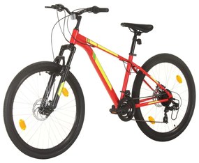 Bicicleta de montanha 21 velocidades roda 27,5" 38 cm vermelho