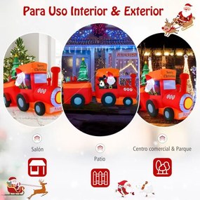 Comboio de Natal insuflável Decoração de Natal insuflável com luzes LED e soprador de ar incorporado 260 x 85 x 165 cm