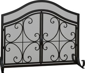 HOMCOM Grade de proteção para lareira painel único em malha de aço 105 x 40 x 80,5 cm preto | Aosom Portugal