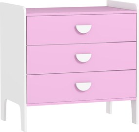 AIYAPLAY Cômoda infantil com 3 gavetas, MDF, armário de armazenamento para crianças, Rosa+Branco | Aosom Portugal
