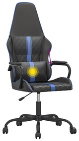 Cadeira gaming de massagens couro artificial azul e preto