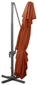 Guarda-sol jardim cantilever toldo duplo 400x300 cm terracotta