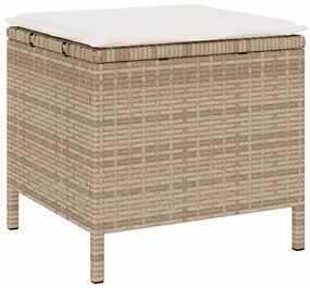 Conjunto de Jantar para Jardim em 3 Peças com Almofadas Bege em Rattan