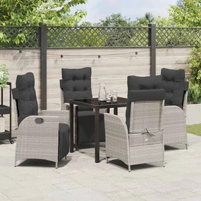 Mesa de Jantar para Jardim com 5 Peças em Rattan Sintético Cinza Claro