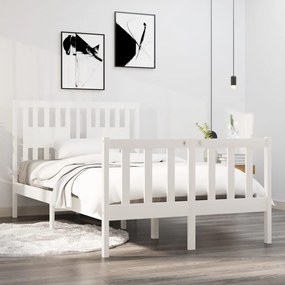 vidaXL Estrutura cama pequena casal 120x190 cm pinho maciço branco