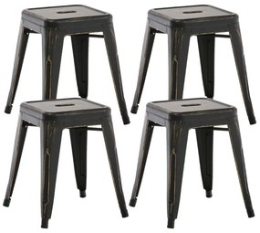 Conjunto de 4 bancos Armin em metal 46 x 40 x 40 cm Preto + Dourado