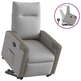 vidaXL Poltrona reclinável elevatória tecido cinzento-nublado