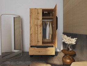 Roupeiro Avicavu 113, Preto, Carvalho wotan, 190x99x60cm, 119 kg, Portas para roupeiro: Com dobradiças